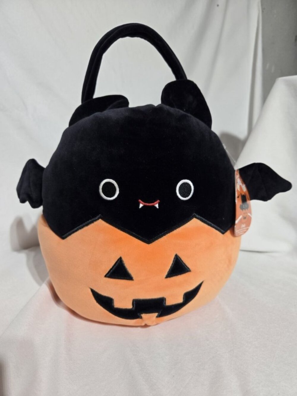 Squishmallow Emily the Bat Pumpkin Halloween Trick or Treat Candy Pail Bucket